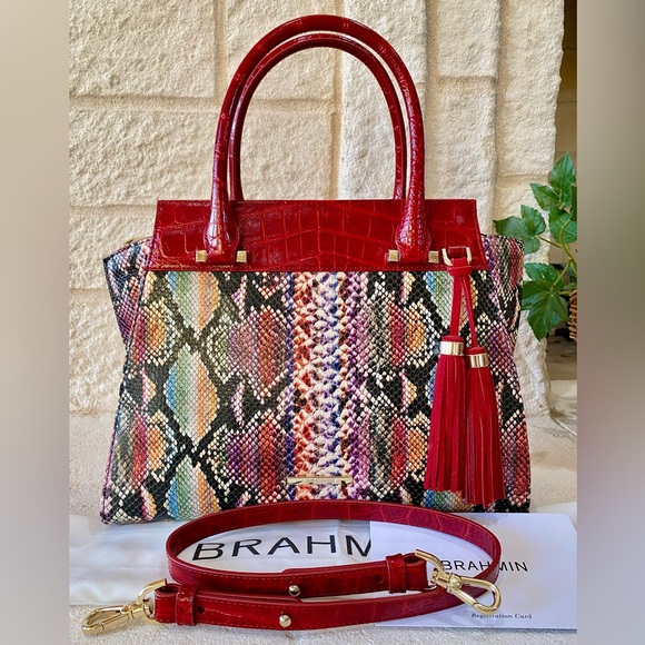 RARE♥️EMBER VERACRUZ PRISCILLA Satchel by BRAHMIN with matching JOURNAL+⭐️CHARM! - Picture 3 of 14